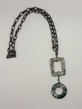 Marbled White & Green Pendant Necklace - Women Jewelry